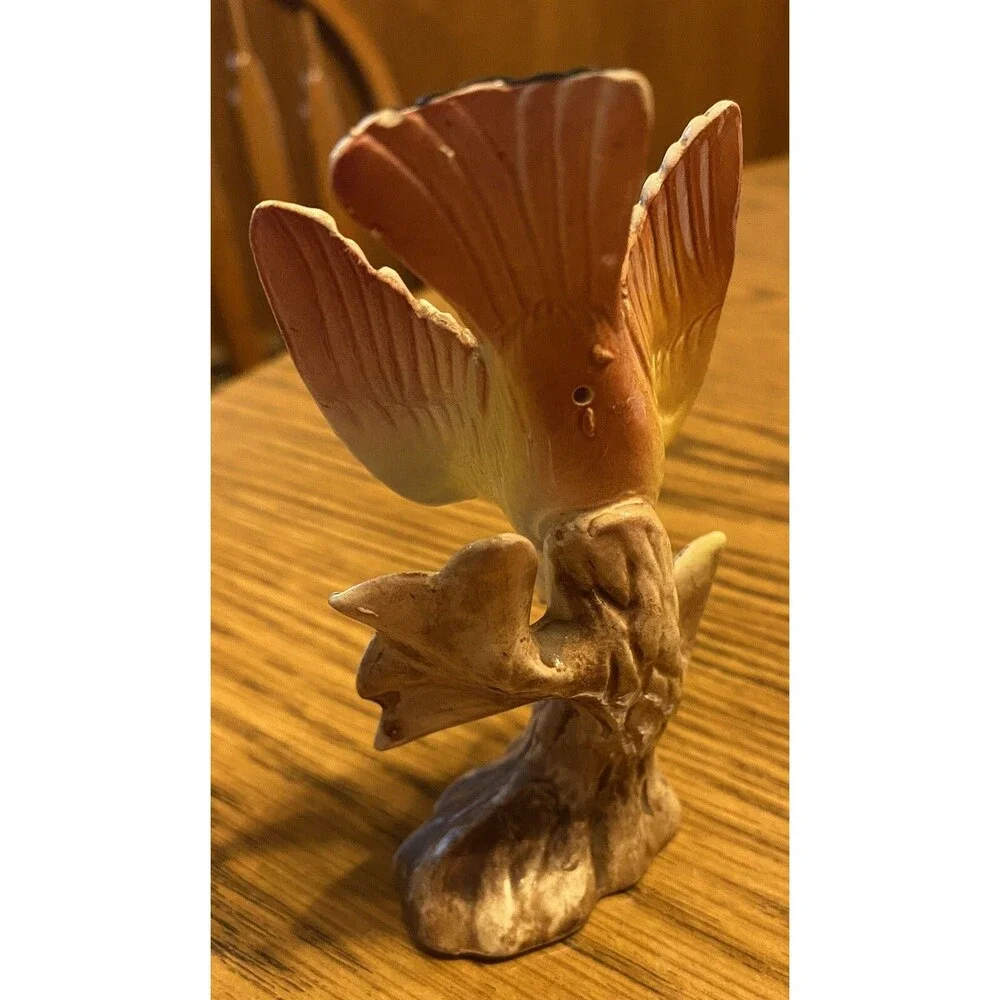 Vintage Bird Open Wings on Tree Branch Porcelain Figurine